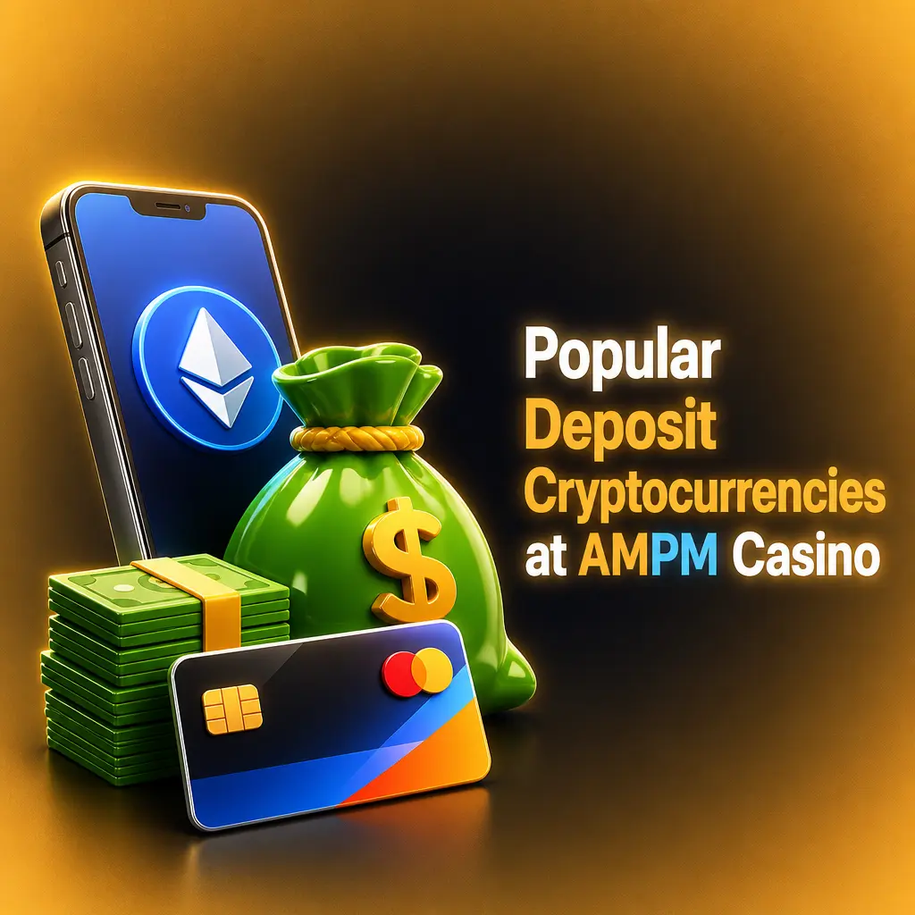 Popular cryptocurrencies for AMPM Casino deposits: Bitcoin, Ethereum, USDT, Litecoin, Dogecoin, and Tron with fast confirmation times.